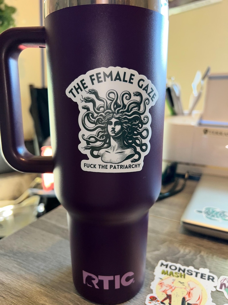 The Female Gaze Sticker – Feminist Medusa Sticker – Mythology Sticker – Political Sticker – Fuck the Patriarchy Vinyl Decal image 5