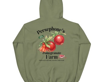 Persephone’s Pomegranate farm shirt, Greek shirt, mythology shirt, Persephone shirt, hades shirt, dark academia shirt, Gildan Unisex Hoodie