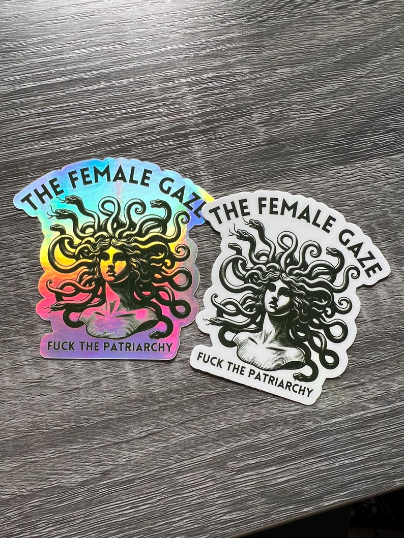 The Female Gaze Sticker – Feminist Medusa Sticker – Mythology Sticker – Political Sticker – Fuck the Patriarchy Vinyl Decal image 1