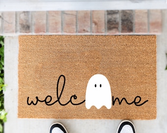 Halloween Welcome Mat, Halloween Doormat, Halloween Outdoor Decor, Ghost Decor, Halloween Ghost Doormat, Halloween Home Decor, Fall Decor