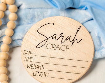 Baby Announcement Sign With Birth Stats, Wood Sign for Name Reveal ...