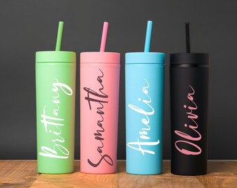 Personalized Tumbler With Lid and Straw, Bridesmaids Gifts, Acrylic Custom Tumbler, Skinny Tumbler, Personalized Gift, Teacher Gift Cup