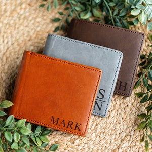 Personalized Wallet for Men, Leather Wallet Personalized Wallets for Men Gift for Husband Custom Wallet Engraved Leather Wallet Gift for Him