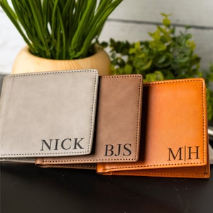 Personalized Leather Mens Wallet, Gift for Anniversary, Graduation, Dad, Boyfriend, Him, Husband, Father, Handwriting Engraved Custom Wallet