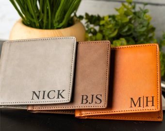 Personalized Leather Mens Wallet, Gift for Anniversary, Graduation, Dad, Boyfriend, Him, Husband, Father, Handwriting Engraved Custom Wallet