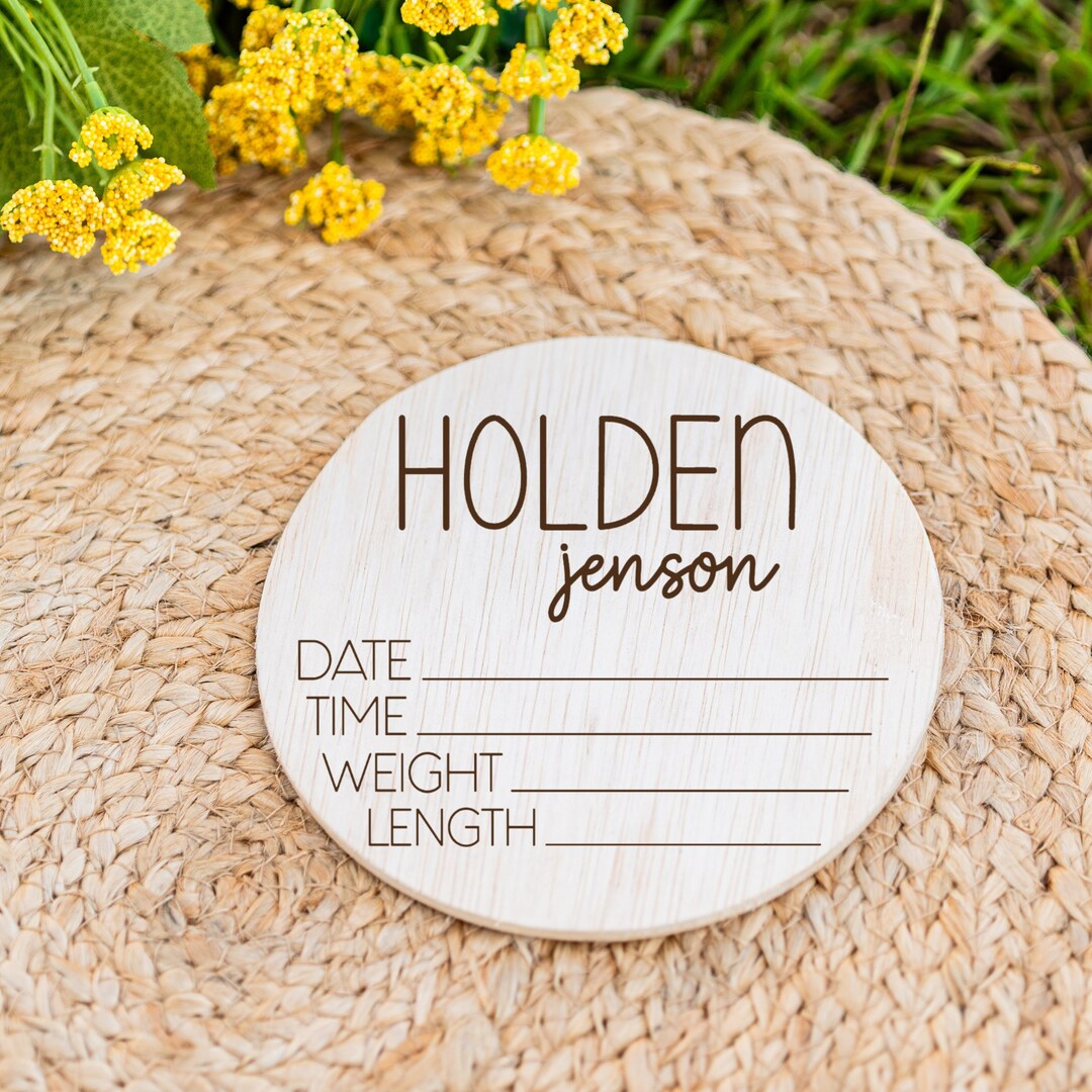 Baby Announcement Sign With Birth Stats, Matching Name Plate, Wood Sign ...