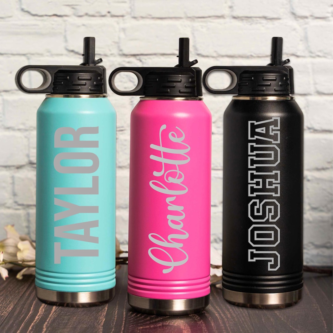 Engraved Water Bottles With Straw, Personalized Insulated Water Bottle ...