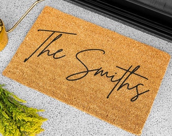 Personalized Welcome Mat, Custom Door Mat Family Name Doormat, Wedding Gift Housewarming Gift Welcome Doormat, Realtor Client Closing Gift