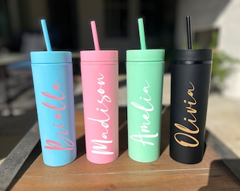 Personalized Tumbler With Lid and Straw, Bridesmaids Gifts, Acrylic Custom Tumbler, Skinny Tumbler, Personalized Gift, Teacher Gift Cup