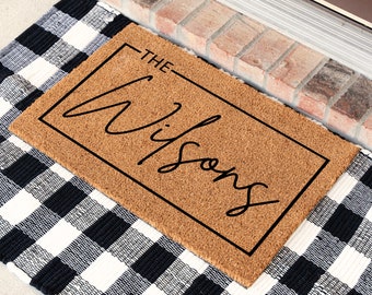 Personalized Door Mat Wedding Gift, Custom Welcome Door Mat with Family Name, Housewarming Gift Home Decor, Custom Doormat Personalized Mat