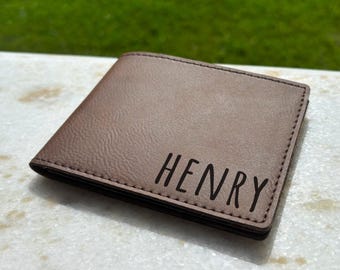 Kids Personalized Wallets, Wallet for Son Gift from Mom to Son Monogram Wallet for Boys, Personalized Leather Wallet for Son, Boys Wallets