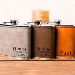Personalized Flask, Leather flask Groomsmen Gift, Engraved Flask Hip Flask Custom Engraved Leather Hip Flask, Boyfriend gift, Flask for man