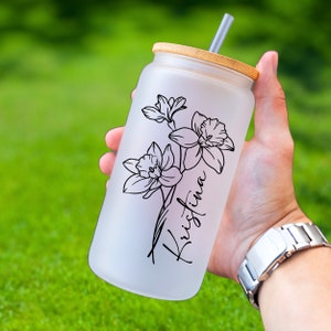 Bridesmaid Gift Iced Coffee Glass Tumbler, Iced Coffee Tumbler Maid of Honor Gift, Bachelorette Party Glass Coffee Cup, Bridesmaid Proposal