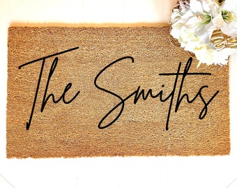 Personalized Welcome Mat, Family Name Doormat Custom Door Mat Wedding Gift, Housewarming Gift Welcome Doormat, Realtor Client Closing Gift