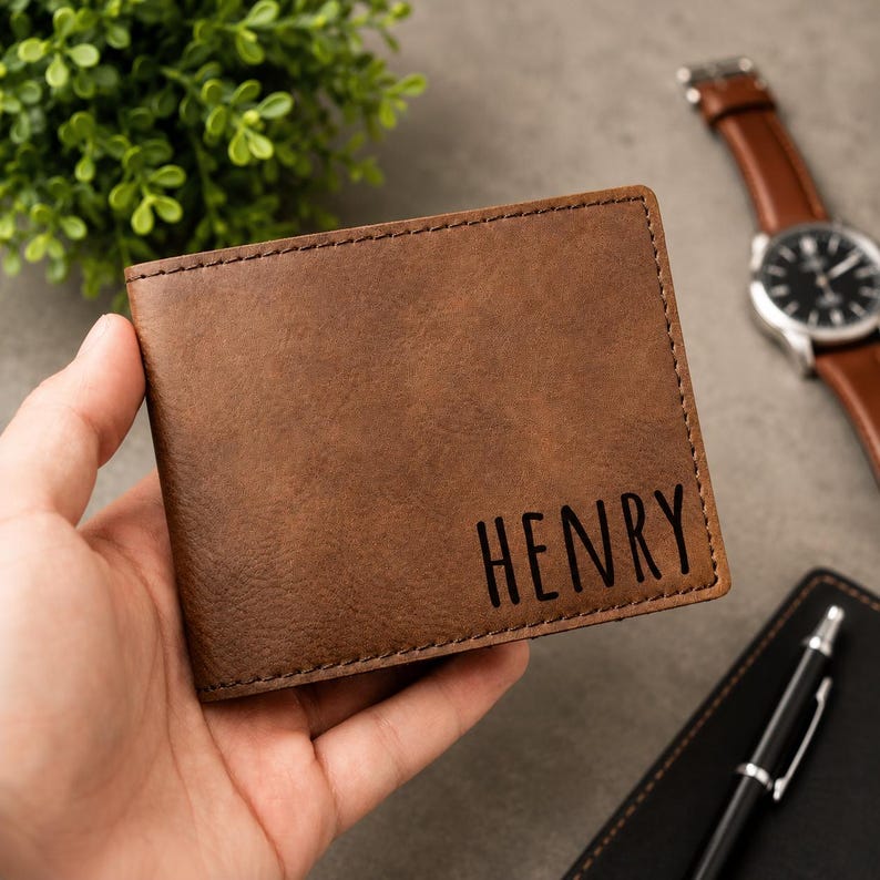 Kids Personalized Wallets, Wallet for Son Gift from Mom to Son Monogram Wallet for Boys, Personalized Leather Wallet for Son, Boys Wallets image 1
