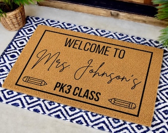 Personalized Teacher Doormat, Custom Classroom Welcome Mat, Teacher Appreciation Gift ,Classroom Door Mat, Back to School Teacher Decor