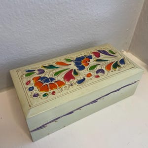 Hand Painted Folk Art Wooden Box
