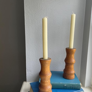 Pair of Wooden Candlestick Holders