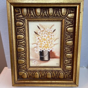 Vintage Framed Original Floral Painting | Artist Signed and Dated