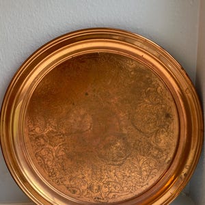 Vintage Etched Copper Tray
