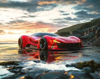 Ferrari Poster - Ai Wandkunst - Digitale Kunstdrucke