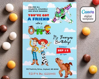 Toy story woody invitation, 1st bday to infinity beyond Editable invitation, Printable birthday Toy story invite, boy girl birthday invite