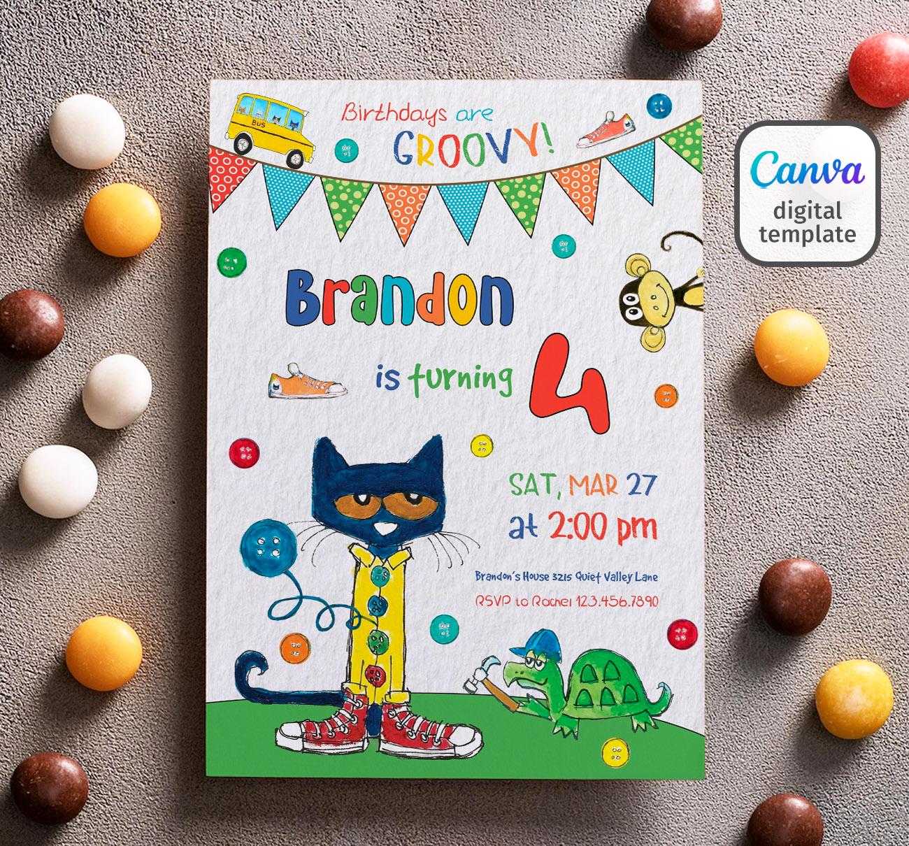 Pete el gato invita - Etsy México, image size:1300x1210