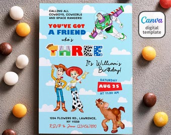 Toy story woody invitation, 3rd bday to infinity beyond Editable invitation, Printable birthday Toy story invite, boy girl birthday invite