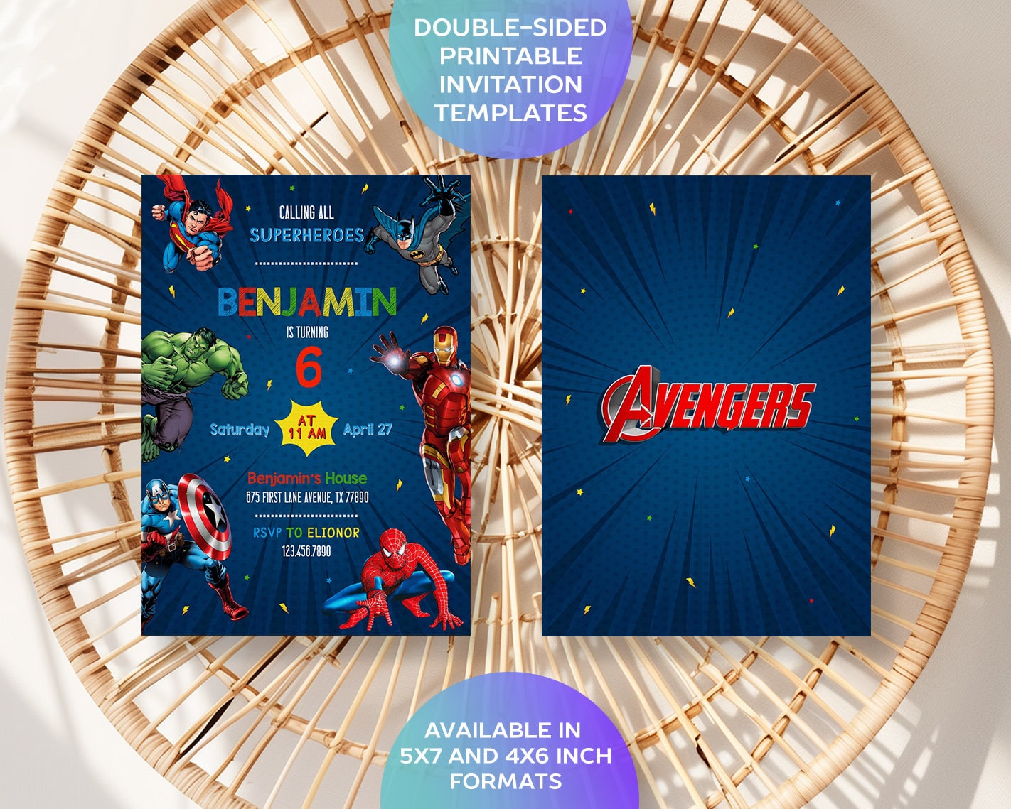 Printable Birthday Invitation, Avengers Invite, Spiderman Invite ...