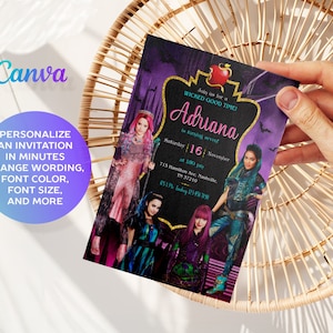 Printable Descendants Invitation, Editable Descendants Birthday Invite ...