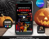 Freddy Five Nights Video birthday invitation, Freddy's birthday invite, FNaF Birthday animated invite template, Gaming invite, Video Game