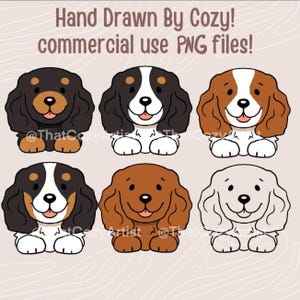 Hand-Drawn King Charles Cavalier PNG Clipart: Commercial Use (Digital Download)