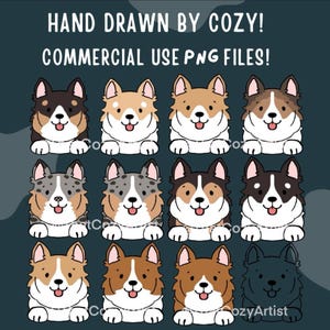 Hand-Drawn Corgi PNG Clipart: Commercial Use Designs (Digital Download)
