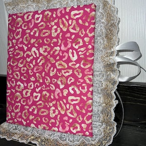 Pink leopard photo album - Pink photo album- baby photo album - Baby girl - Fabric photo album - Baby book - little girl photo album