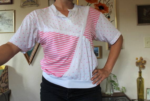 Bubble Gum Pink Asymmetrical T-Shirt - Size Large - image 1