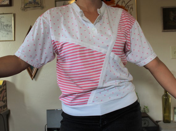 Bubble Gum Pink Asymmetrical T-Shirt - Size Large - image 2