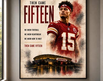 Arte mural de fútbol americano de los Kansas City Chiefs - Mariscal de campo de la NFL Mahomes - Quince