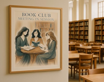 Impresión del club de lectura, obra de mujeres literarias, decoración de biblioteca (descarga digital)