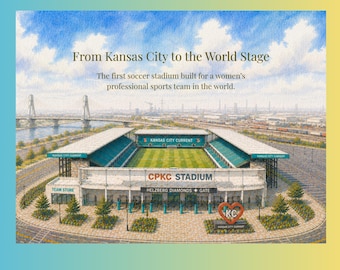 Arte mural del estadio actual de Kansas City / Lámina del estadio CPKC / Obra de arte de fútbol femenino