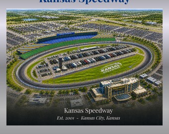 Circuito de Kansas - Arte mural aéreo en acuarela - Arte emblemático de Kansas City