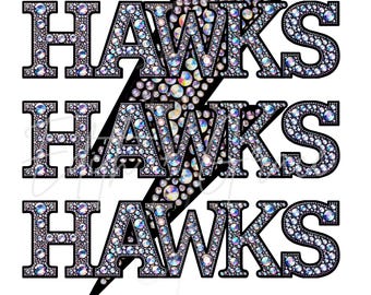 Hawks Faux Rhinestone Lightning Bolt PNG (Digital Download)
