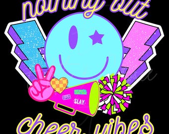 Neon Cheer Vibes PNG: Sublimation Design (Digital Download)