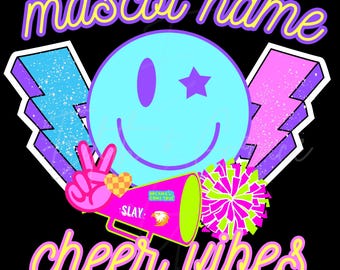 Custom Cheer Mascot PNG: Neon Cheer Vibes Sublimation (Digital File)