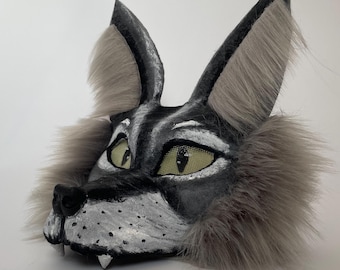Maschera da lupo Therian / Maschera realistica per cosplay a mezzo viso / Maschera da lupo in pelliccia sintetica / Perfetta per Halloween e tuta Quad / Regalo per adolescenti