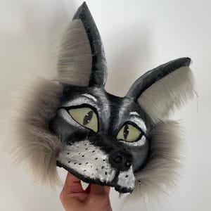 Therian Boy Wolf Mask | Realistic design for Furry Cosplay | Quad Suit Mask | Alterhuman Gear | Gray Black Wolf Mask | Therian Wolf Mask