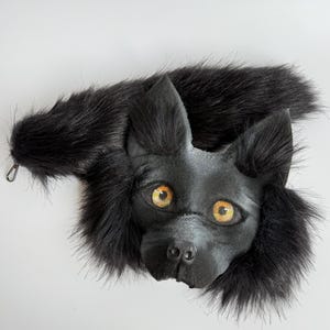 Black Therian Dog Mask German Shepherd Set | Xmas Gift For Daughter | Realistic Black Dog Cosplay | Furry Shepherd Mask And Fluffy Tail