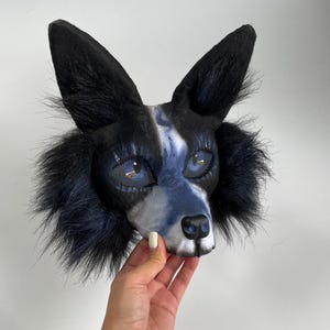 Black Blue Shepherd Therian Dog Mask | High Quality Cosplay | Quadrobics and TikTok Video Mask | Cute Furry Costume | Gift for Furry Fans