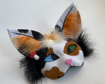 Cheap Therian Cat Mask | Handmade Realistic Cat Mask | Theriotype Cat | Universal Size | Therian Gear | Animal Cosplay | Mushroom Accessory