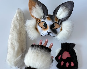 Therian Kitty Mask Rockstar | Realistic Mask | Brown White Mask | Animal Cosplay | Therian Gear | Women's Day Gifts | Therian Daughter Gifts
