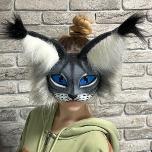 therian gear
Handmade Mask
Mask for Therian
Universal size
Animal cosplay
Fursuit Costume
Alterhuman Cat Mask
Gray White Design
Blue Eyes Cat Mask
Long Ears Mask
Valentine's Day Gift
Teen Birthday Gift
Cheap Therian Mask